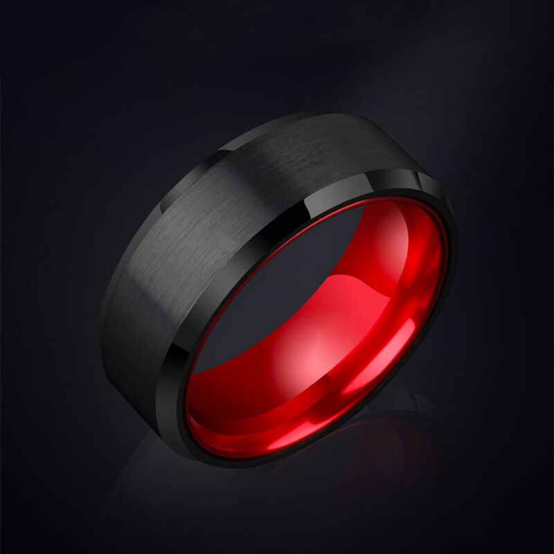 "Crimson Soul" 8mm Tungsten Carbide Men's Wedding Ring
