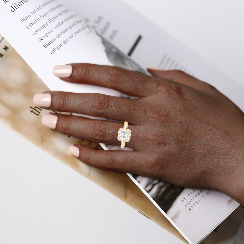 "Our Forever" Radiant Cut Halo Engagement Ring
