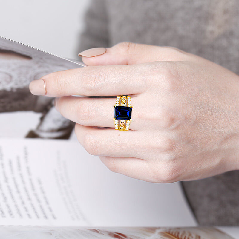 "The First Note of Forever" Emerald Cut Bridal Set