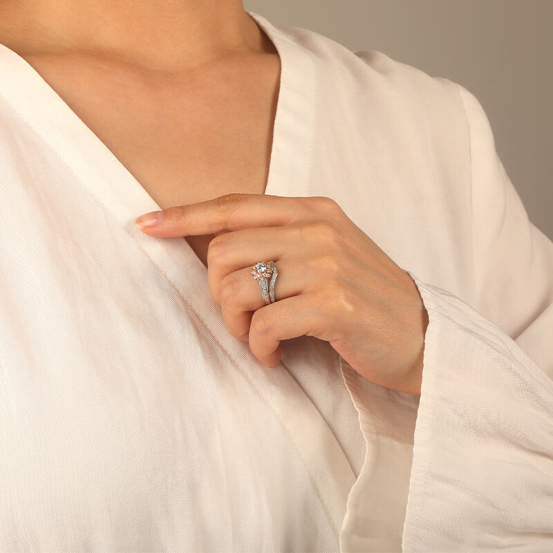 "With Every Beat Of My Heart" Round Cut 2pcs Bridal Set