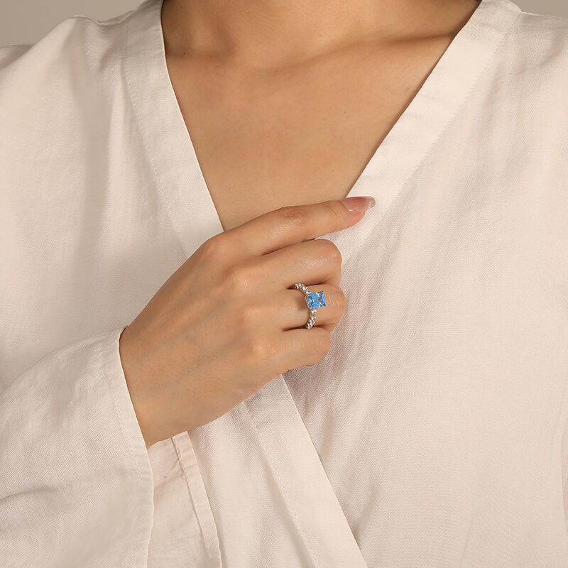"Eternal Bliss" Emerald Cut Side Stone Engagement Ring