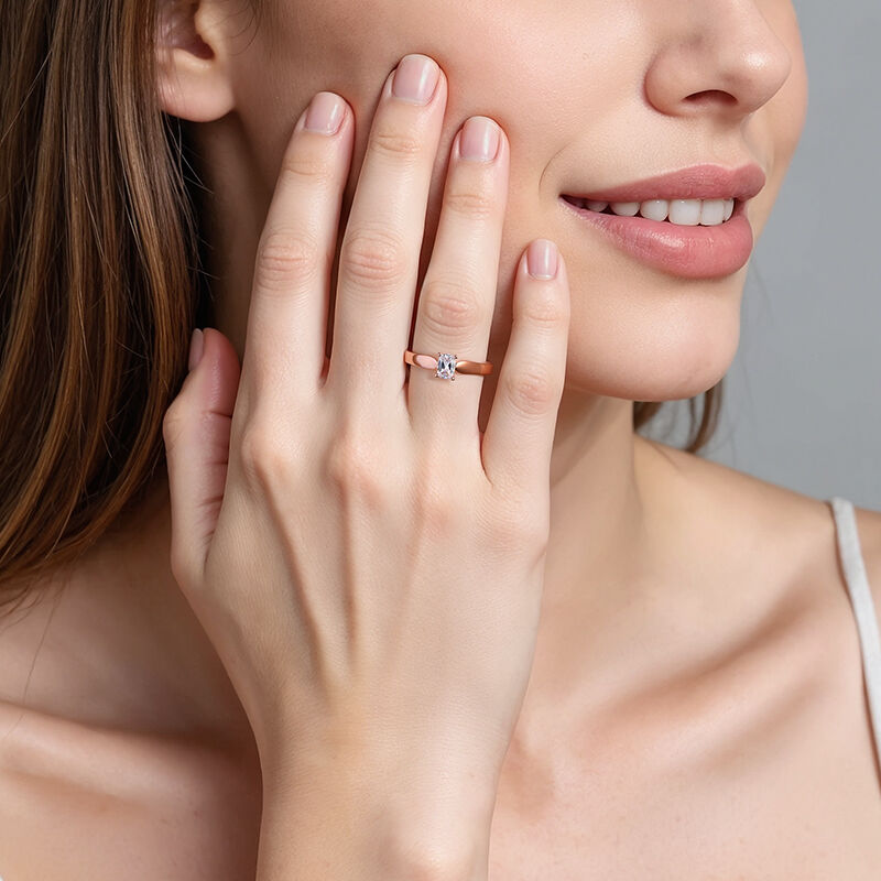 "Ewige Liebe" 0,8ct Kissen-Schliff verlängert Solitär-Verlobungsring