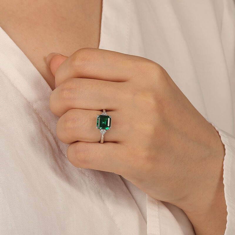 "We Found Love" Asscher Cut Side Stone Engagement Ring