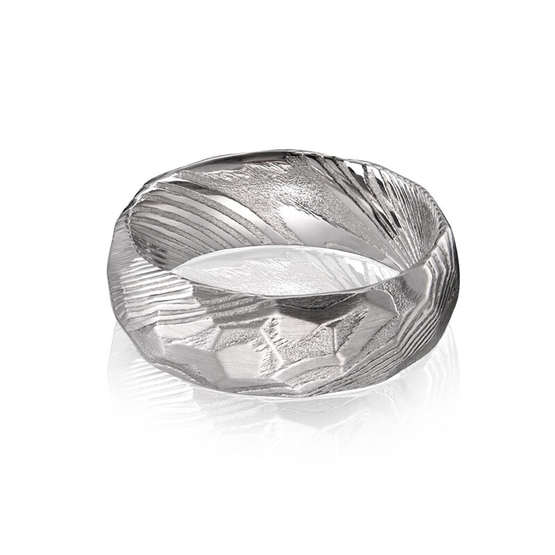 "Etched Eternity" 8mm Damascus Steel Men's Wedding Ring