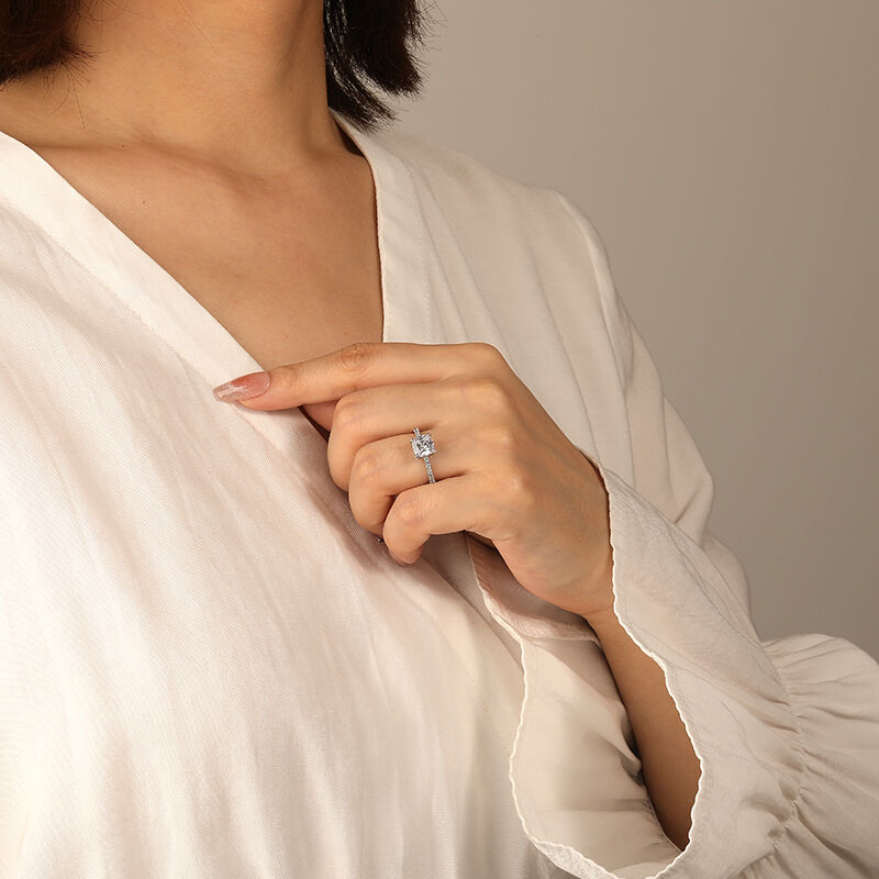"I Want To Hold Your Hand" 2ct Cushion Cut Side Stone Engagement Ring