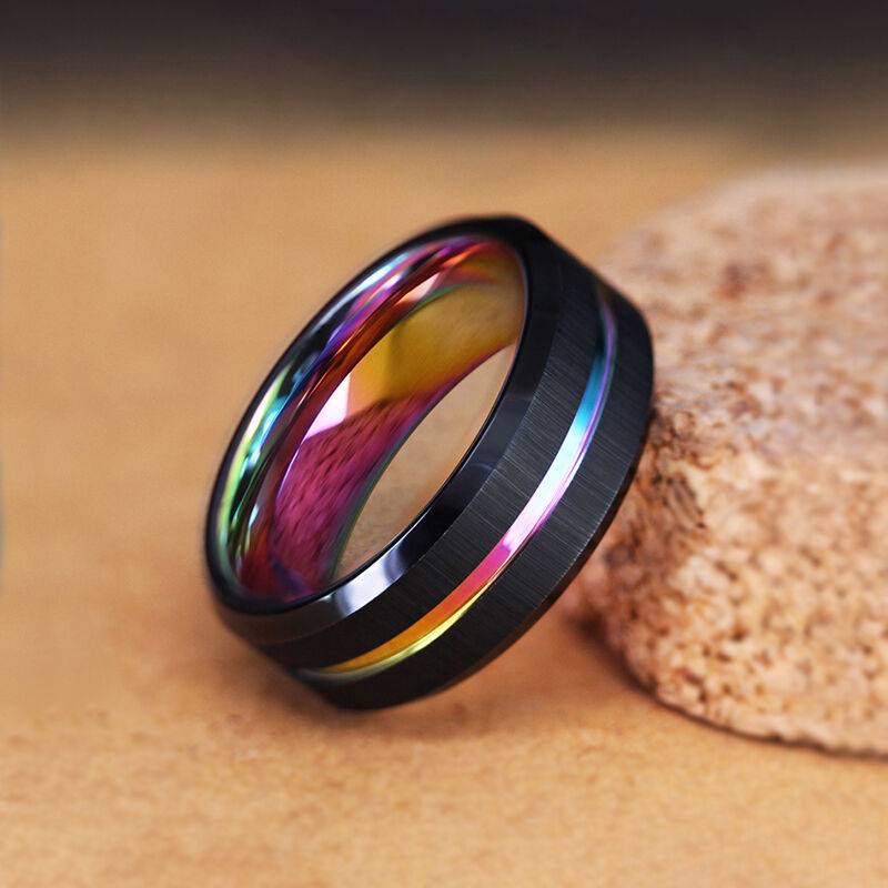 "Prism Edge" 8mm Tungsten Carbide Men's Wedding Ring
