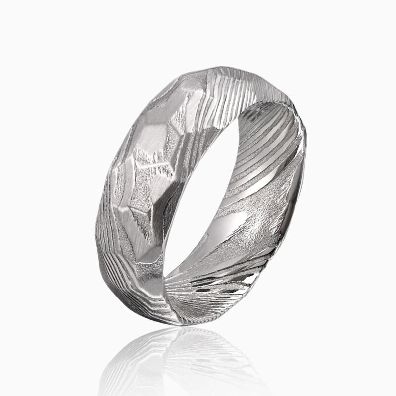 "Éternité gravée" 8mm bague homme en acier damassé