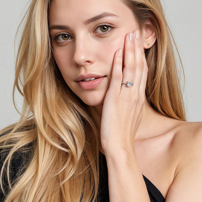 "Never Be Apart" 1ct Oval Cut Side Stone Engagement Ring