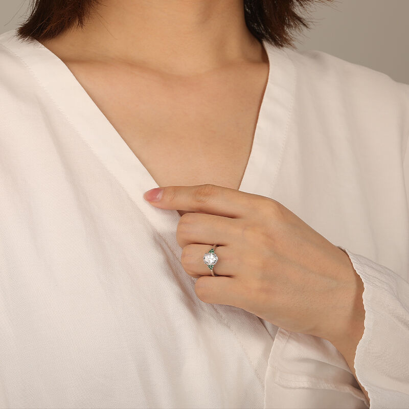 "Pledge of My Eternity" Oval Cut Side Stone Engagement Ring