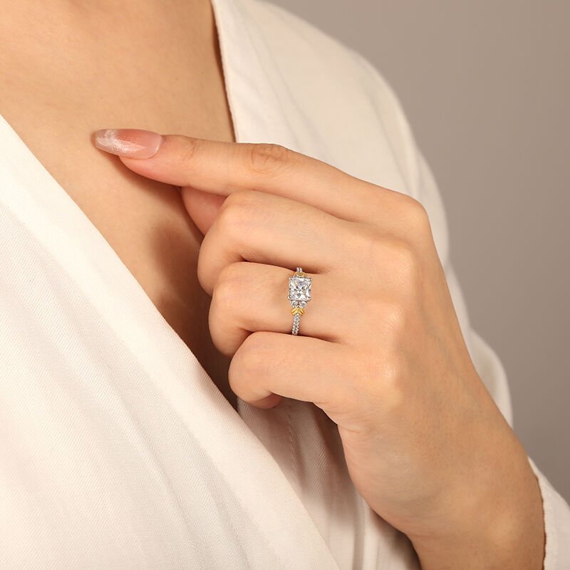 "Adore You" Asscher Cut Side Stone Engagement Ring