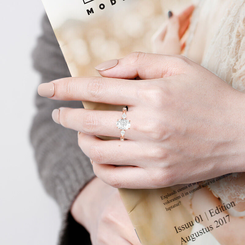 "Tender Moments" 3ct Elongated Cushion Side Stone Engagement Ring