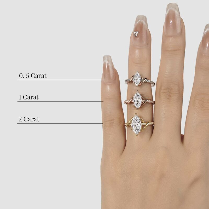 "To My Love" 0.5ct Marquise Cut Side Stone Engagement Ring