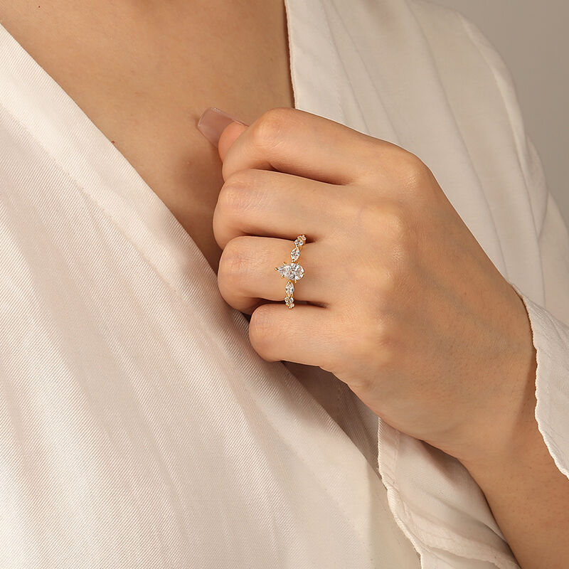 "Holy Promise" 1ct Pear Cut Side Stone Engagement Ring