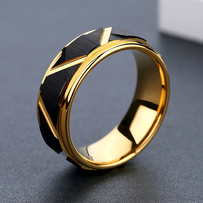 "Obsidian Crest" 8mm Tungsten Carbide Men's Wedding Ring