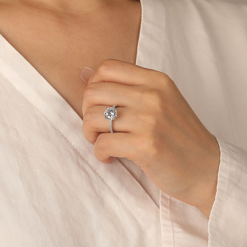"Love is Light" 3ct Round Cut Side Stone Engagement Ring