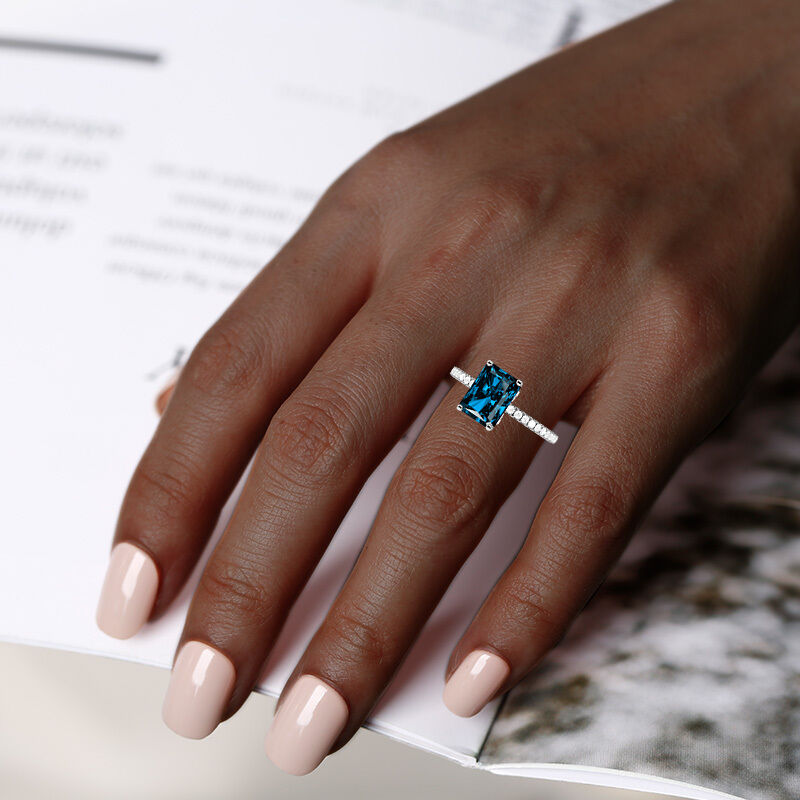 "Yours Completely" 3ct Radiant Cut Side Stone Engagement Ring