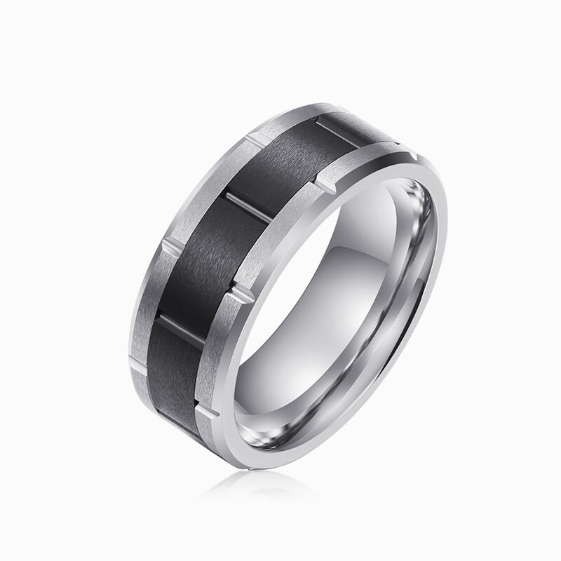 "Solstice Vow" 8mm Watch Straps Pattern Tungsten Carbide Men's Wedding Ring