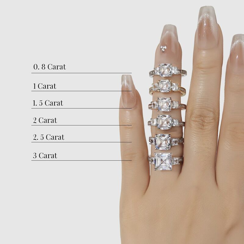 "You Are My Angel" 1ct Asscher Cut Three Stone Engagement Ring