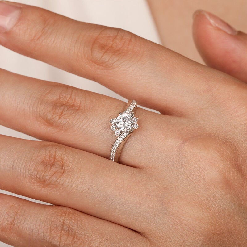 "I Love You So" Round Cut Side Stone Engagement Ring