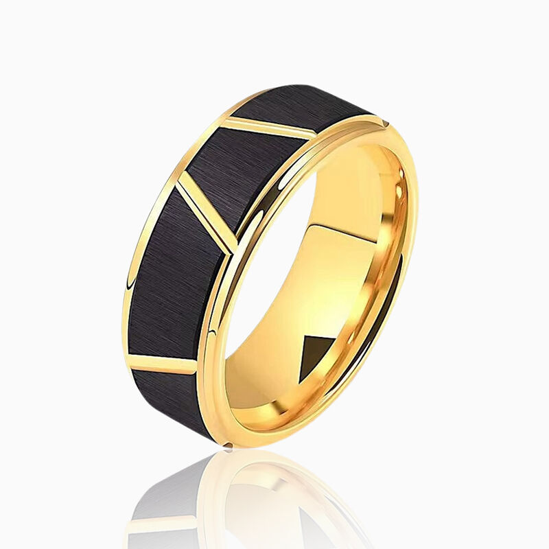 "Obsidian Crest" 8mm Tungsten Carbide Men's Wedding Ring