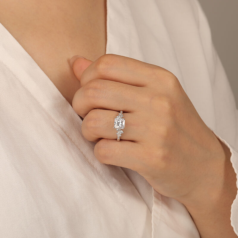 "Forever Yours Alone" Radiant Cut Side Stone Engagement Ring