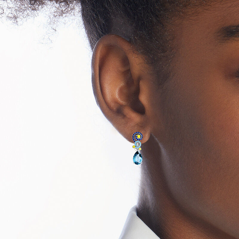 "Shining Night" Twist Pear Cut Drop Earrings