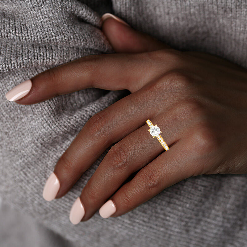 "From Here to Forever" Round Cut Side Stone Engagement Ring