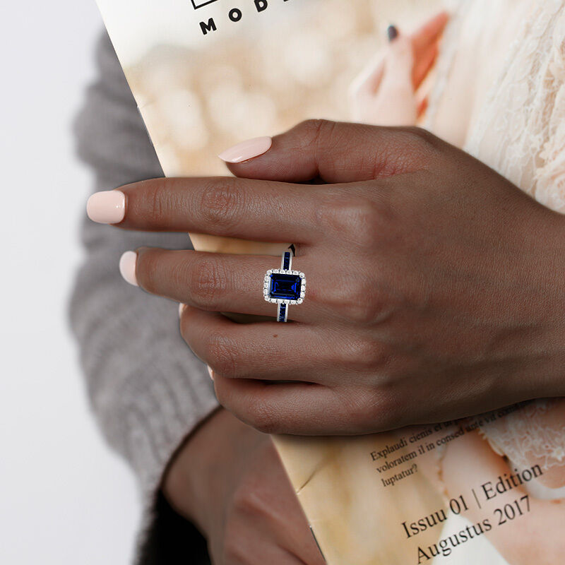 "Forevermore" Emerald Cut Halo Engagement Ring