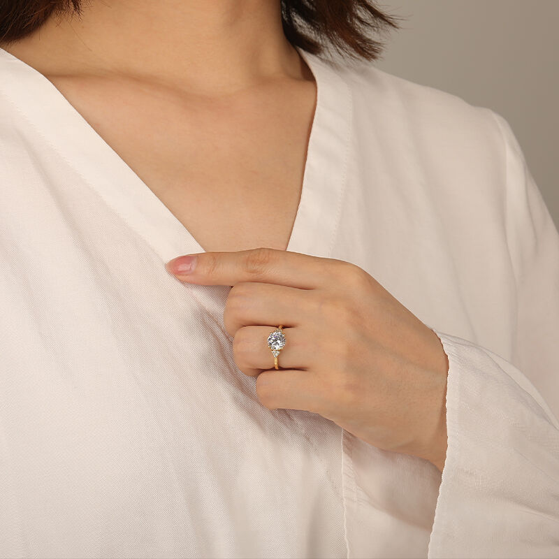 "Seal of Our Union" Round Cut Side Stone Engagement Ring