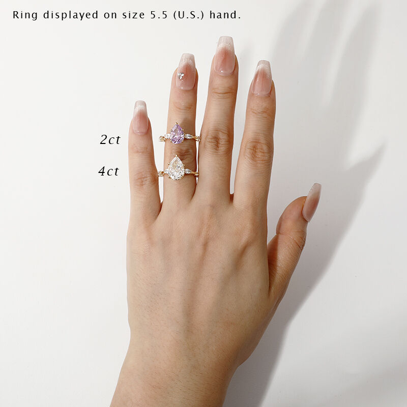 "Love Me Harder" 4ct Pear Cut Side Stone Engagement Ring