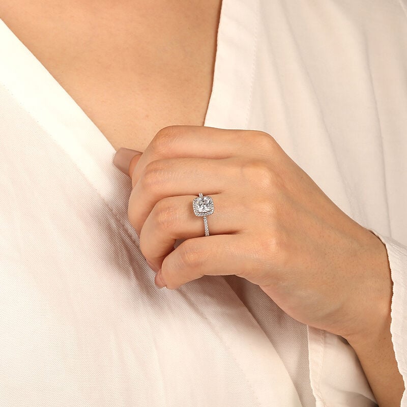 "One and the Only Oath" Cushion Cut Halo Engagement Ring