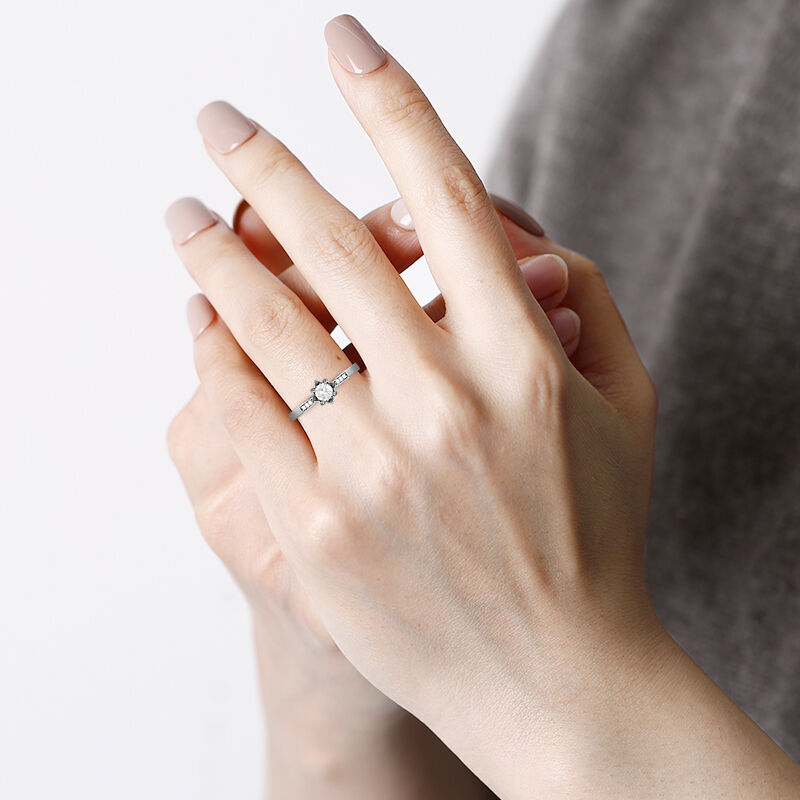 "Rooted in Forever" Round Cut Side Stone Engagement Ring