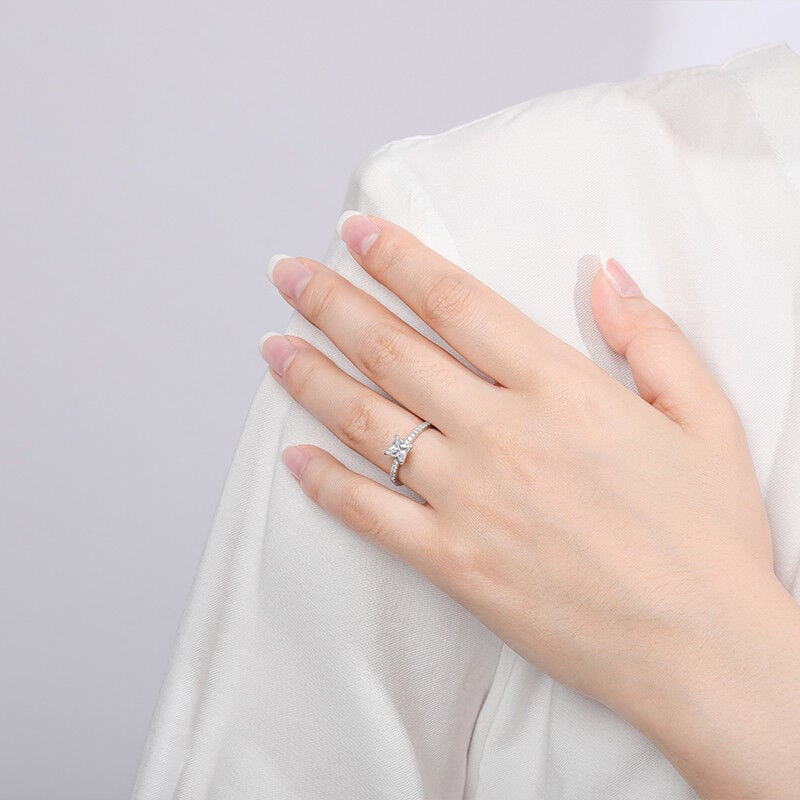 "My Queen" Asscher Cut Side Stone Engagement Ring