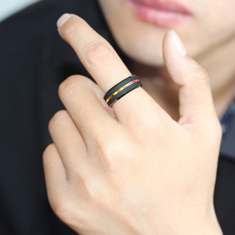 "Prism Edge" 8mm Tungsten Carbide Men's Wedding Ring