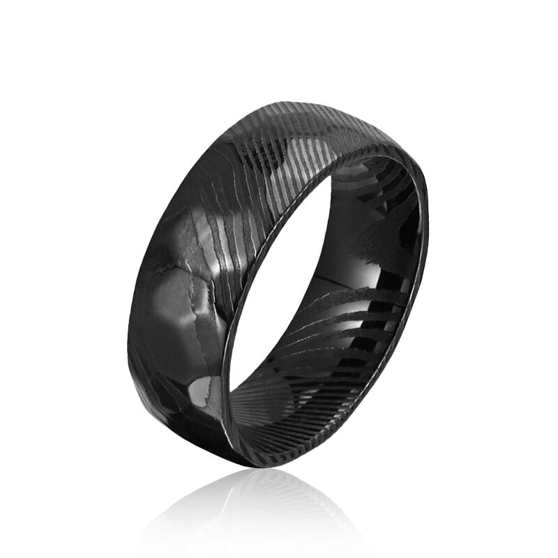 "Midnight Sonata" 8mm Damascus Steel Men's Wedding Ring