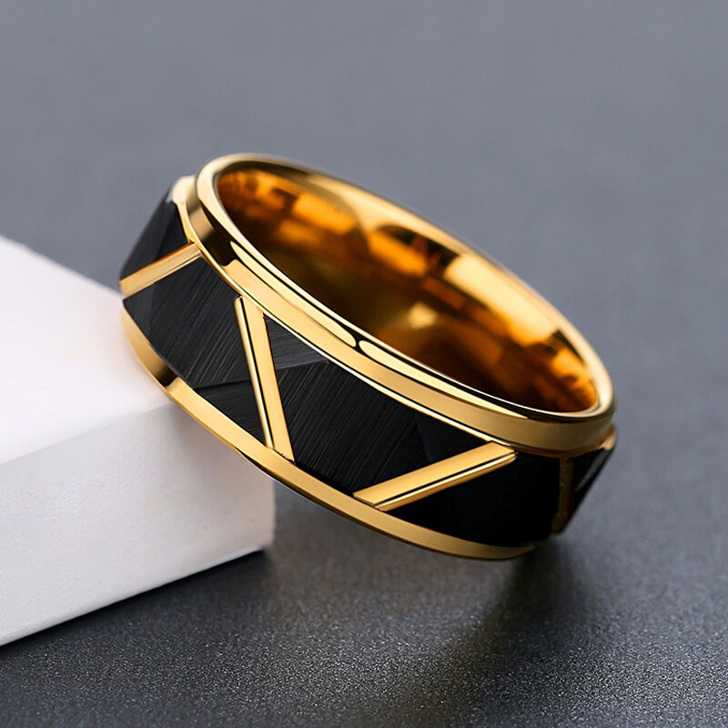 "Obsidian Crest" 8mm Tungsten Carbide Men's Wedding Ring