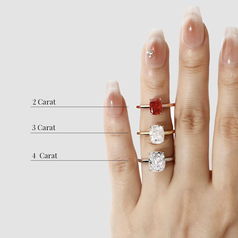 "Forever One" 4ct Elongated Cushion Side Stone Engagement Ring