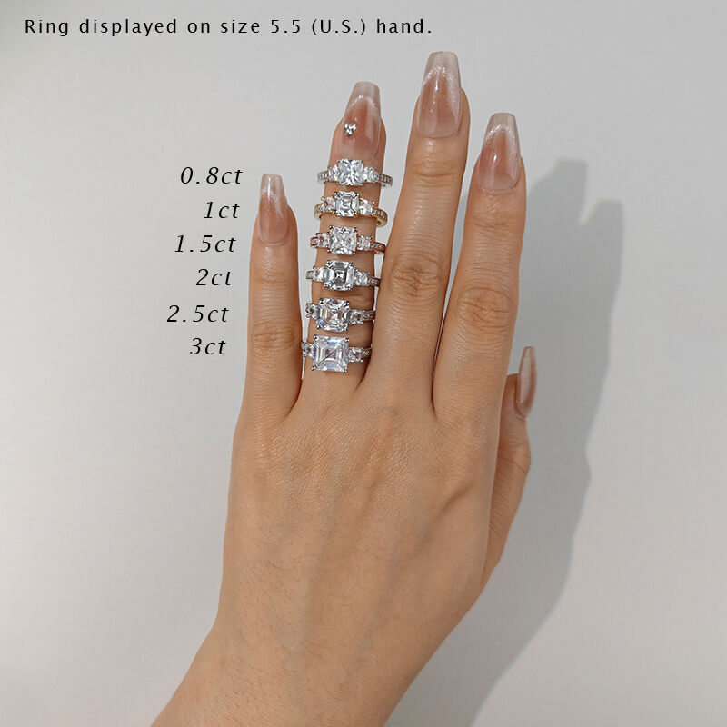 "You Are My Angel" 2.5ct Asscher Cut Three Stone Engagement Ring