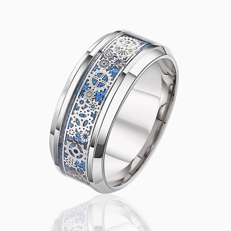 "Gears of Destiny" 8mm Ceramic Men's Wedding Ring