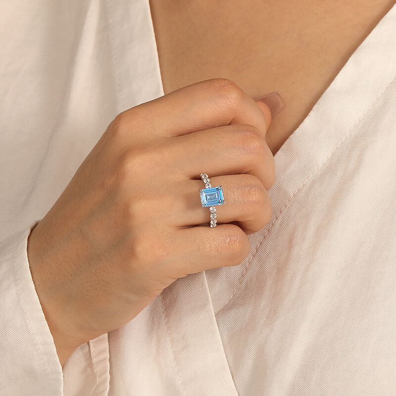 "Eternal Bliss" Emerald Cut Side Stone Engagement Ring