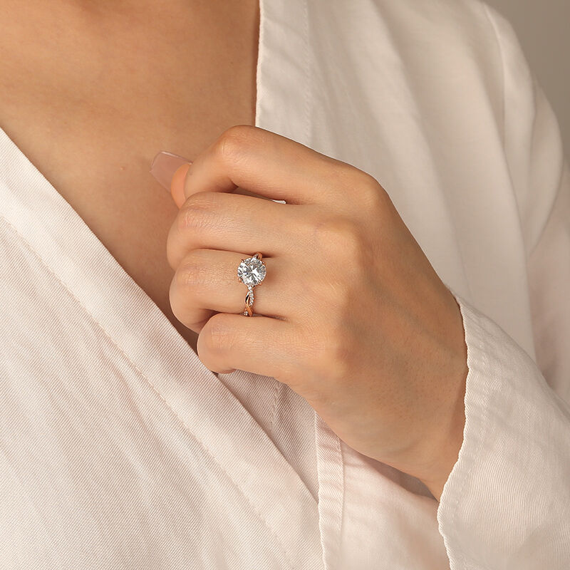 "Be Full Of Tenderness" 2.5ct Round Cut Side Stone Engagement Ring