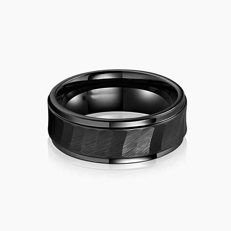 "Stairway Promise" 8mm Hammered Tungsten Carbide Men's Wedding Ring