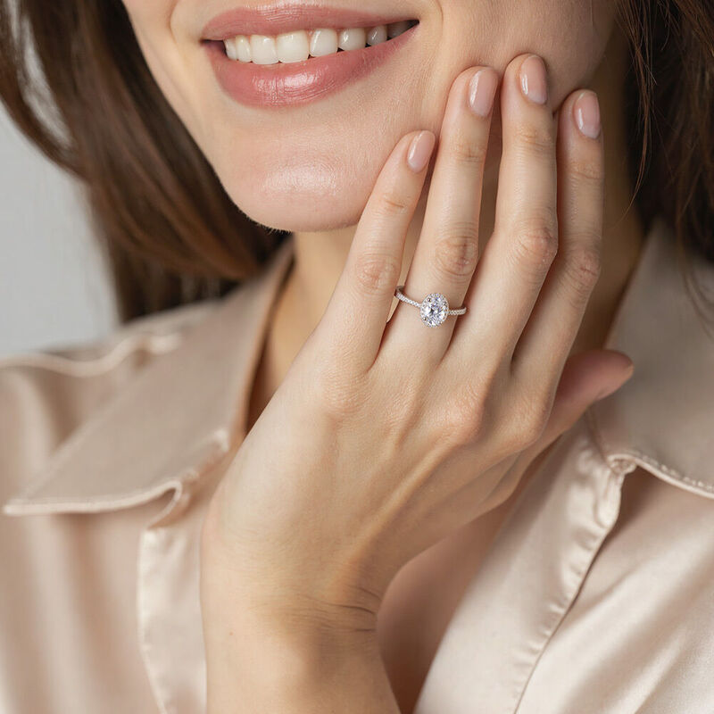 "All for You" 1ct Oval Cut Halo Engagement Ring