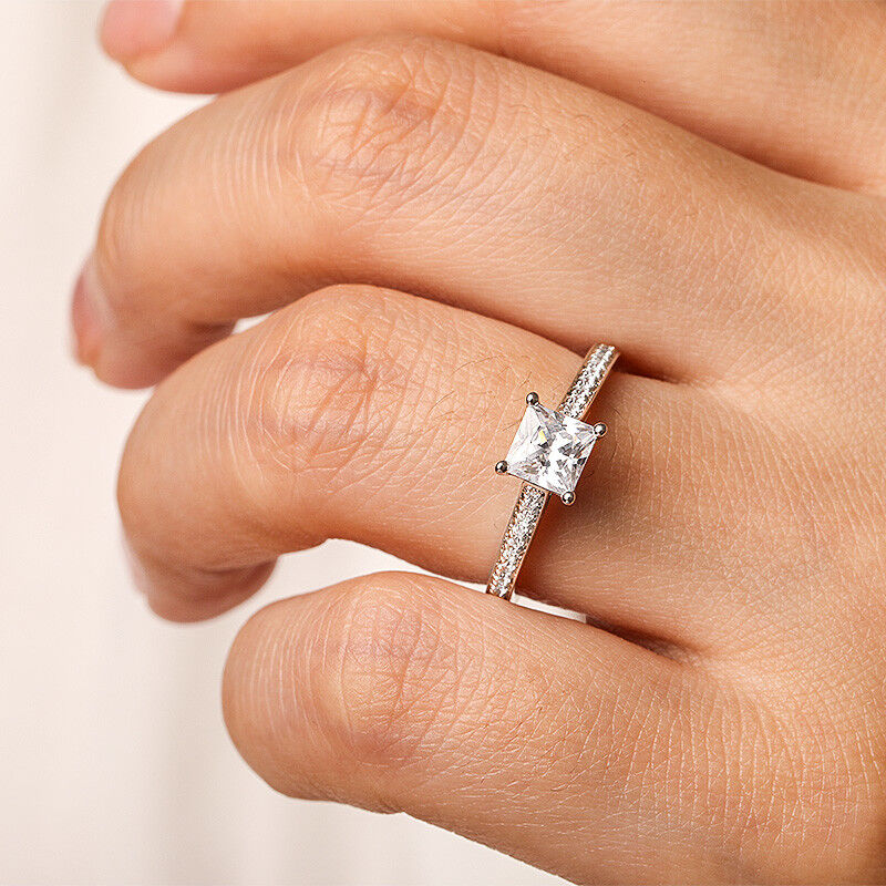 "Live Your Dreams" Asscher Cut Side Stone Engagement Ring