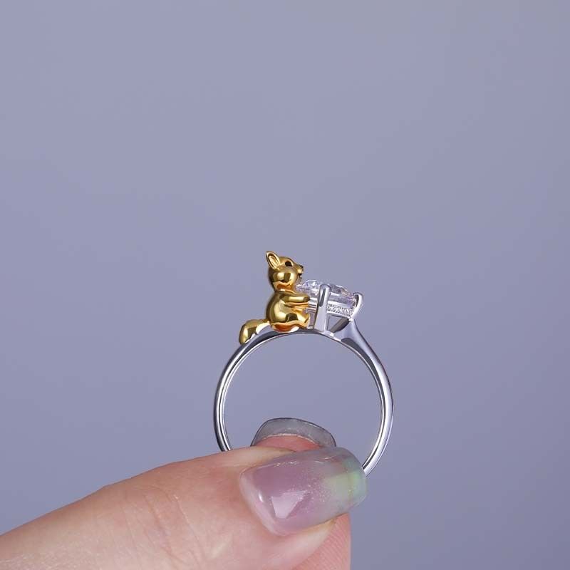 "Garden Elf" Round Cut Side Stone Engagement Ring