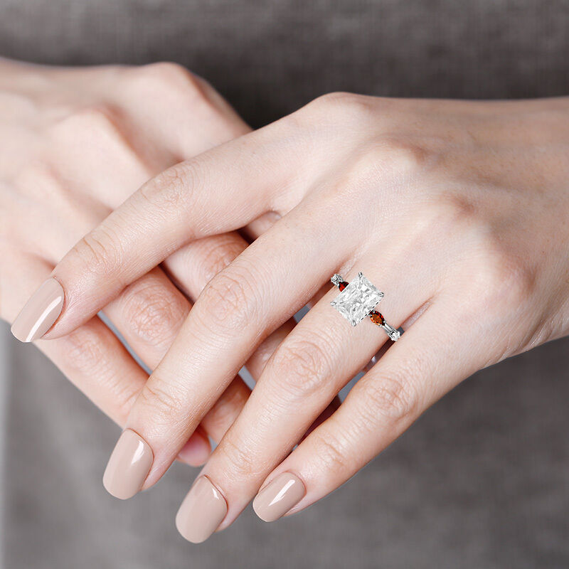 "Everything More" 3ct Radiant Cut Side Stone Engagement Ring
