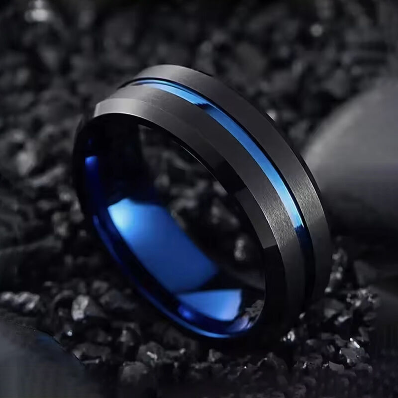 "Azure Horizon" 8mm Tungsten Carbide Men's Wedding Ring