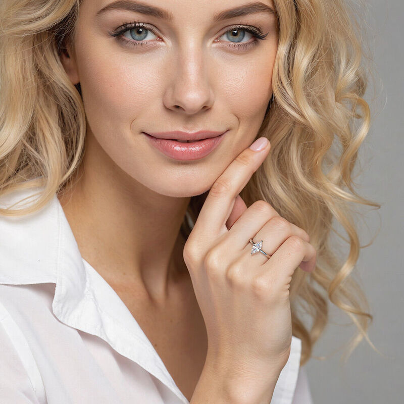 " I Promise To Be With You Forever" 1ct Marquise Cut Solitaire Engagement Ring