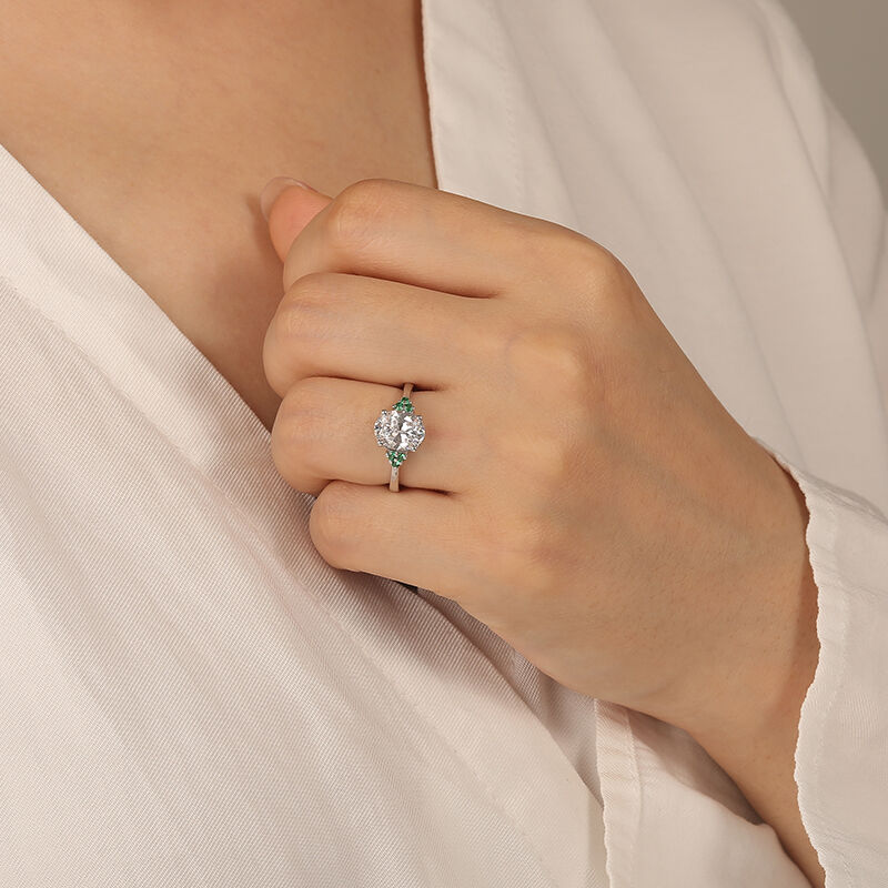"Pledge of My Eternity" Oval Cut Side Stone Engagement Ring