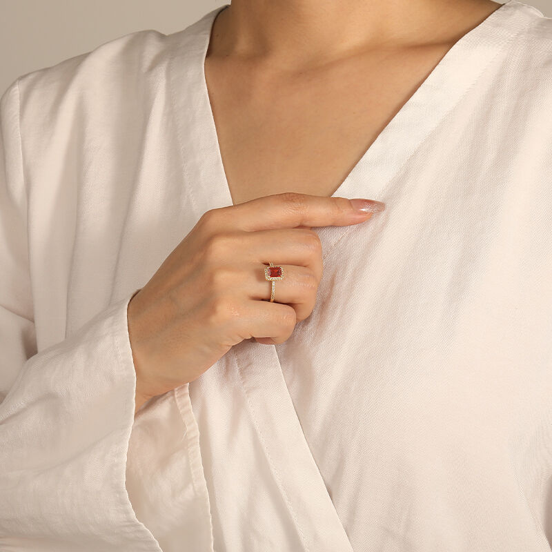"Darling Dearest" Emerald Cut Halo Engagement Ring